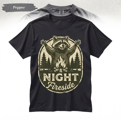 Vintage 90s Raccoon Bonfire Campfire Cozy Night Camping Graphic Camp Lover Gift Apparel Unisex TShirt