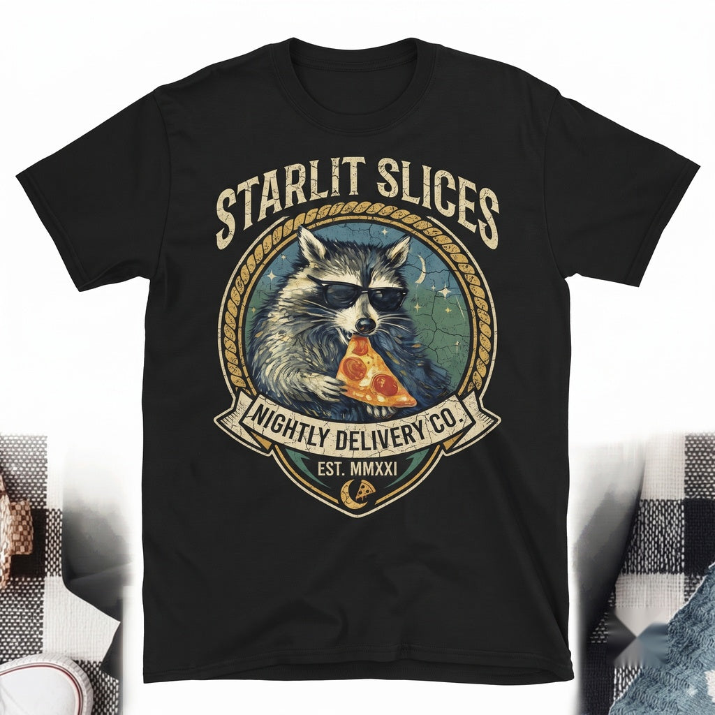 Funny Raccoon Eating Pizza Graphic Novelty Meme Animal Silly Gift Unisex TShirt