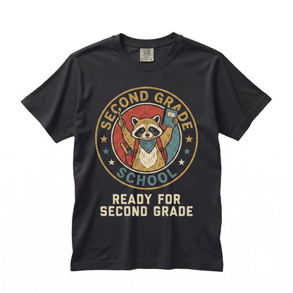 Funny Feral Raccoon Second Grade Teacher Team Back to School Classroom Graphic Unisex TShirt