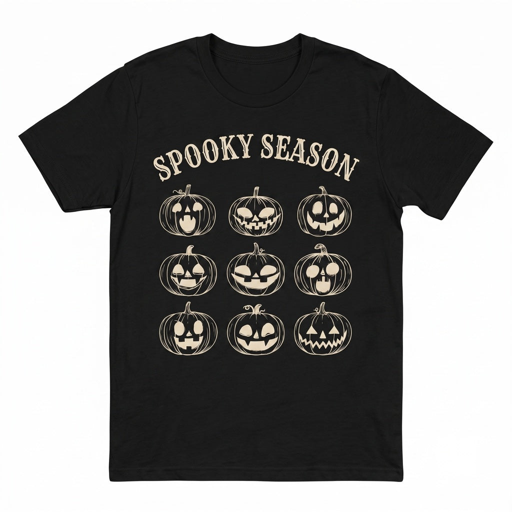 Jack-O-Lantern Spooky Carved Pumpkin Face Halloween Soft Plush Autumn Pullover Unisex TShirt
