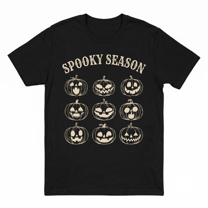 Jack-O-Lantern Spooky Carved Pumpkin Face Halloween Soft Plush Autumn Pullover Unisex TShirt