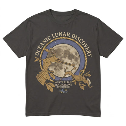 Three Weedy Sea Dragon Moon Ocean Animal Marine Biology Gift Seahorse Aquatic Nature Graphic Apparel Unisex TShirt