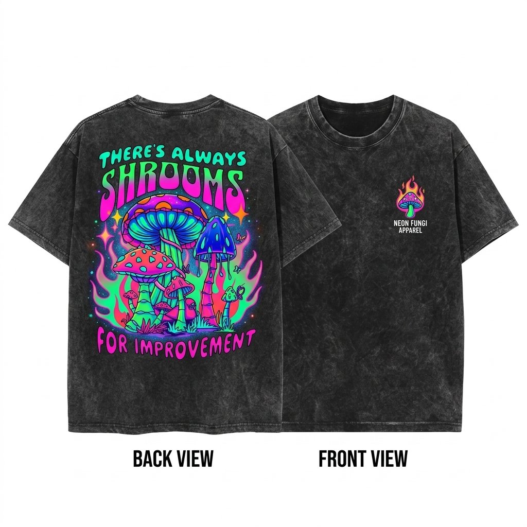 Trippy Magic Mushrooms Psychedelic Acid Shrooms Getting High LSD Spiritual Lover Unisex Wash T-Shirt