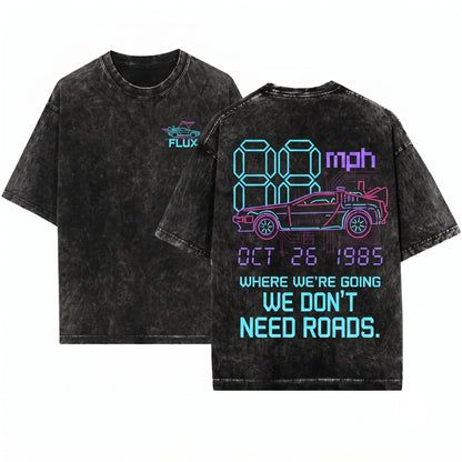 Retro 80s Sci-Fi 88mph Future Movie Graphic Unisex Wash T-Shirt