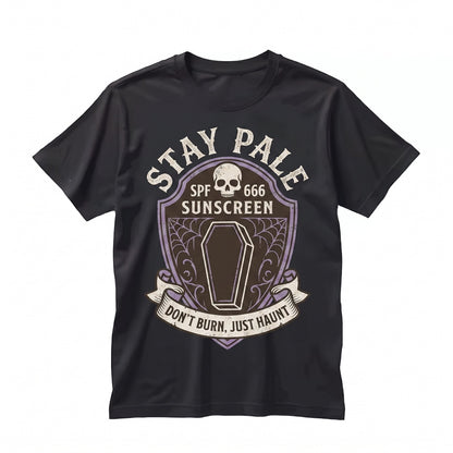 Stay Pale Spooky Halloween Goth Summerween Funny Beachwear Alt Unisex TShirt