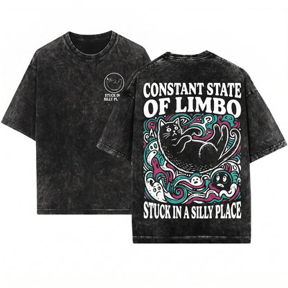 Constant State of Limbo Funny Japanese Cat Unisex Wash T-Shirt