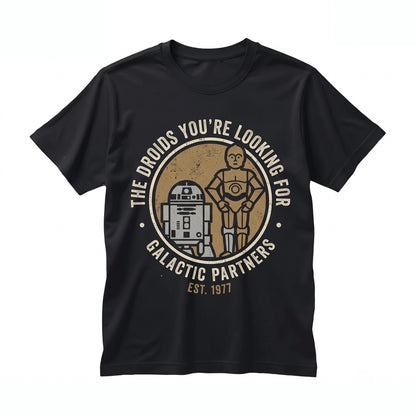 Oversized R2-D2 C-3PO Galaxy Sci-Fi Droids Graphic Retro Hope Cotton Apparel Fan Gift Unisex TShirt