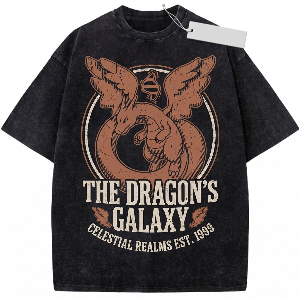 Mega Dragonite Vintage Washed Anime Dragon Graphic Oversized Gamer Gift Unisex TShirt