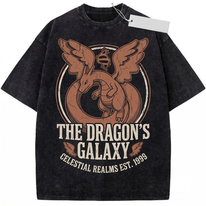 Mega Dragonite Vintage Washed Anime Dragon Graphic Oversized Gamer Gift Unisex TShirt