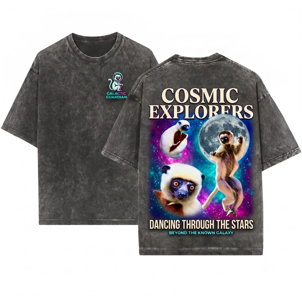 Sifaka Lemur Vintage Primate Moon Retro Graphic Wildlife Animal Lover Gift Unisex Wash T-Shirt