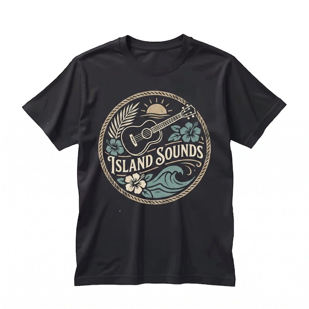 Ukulele Hawaiian Tropical Sunset Beach Wave Island Musician Gift Aloha Summer Vacation Graphic Unisex TShirt