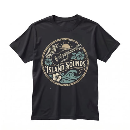Ukulele Hawaiian Tropical Sunset Beach Wave Island Musician Gift Aloha Summer Vacation Graphic Unisex TShirt