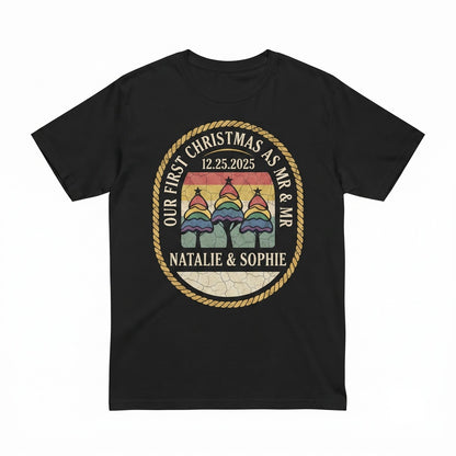 Personalized First Christmas Mr Mr Ornament Gay Couple Wedding Anniversary Keepsake LGBT Pride Xmas Gift Unisex TShirt
