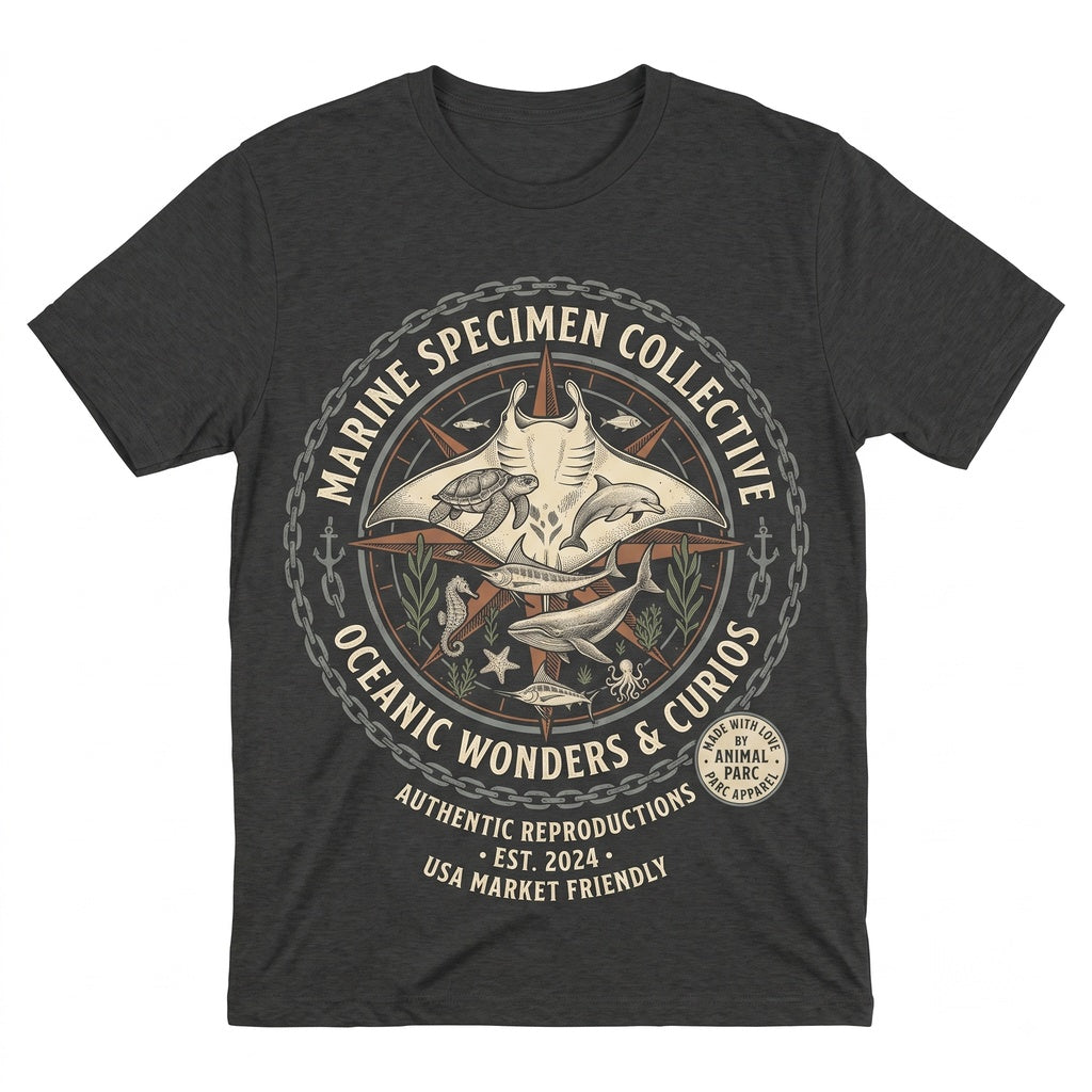 Ocean Life Marine Animals Graphic Sea Creatures Shark Turtle Dolphin Whale Beach Lover Gift Unisex TShirt