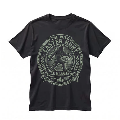 Funny Easter Bigfoot Basket Eggs Cute Bunny Sasquatch Holiday Novelty Gift Womens Graphic Unisex TShirt