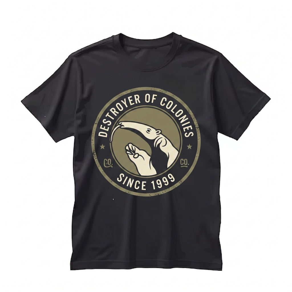 Funny Anteater Destroyer of Ant Colonies Graphic Apparel, Vintage Wildlife Nature Animal Cotton Top, Unisex TShirt