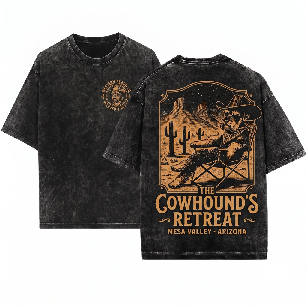 Cowboy Schnauzer Western Country Ranch Dog Mom Dad Gift Vintage Unisex Wash T-Shirt