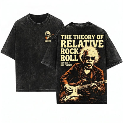 Albert Einstein Playing Guitar Vintage Funny Nerd Music Rock Scientist Aesthetic Gift Unisex Wash T-Shirt