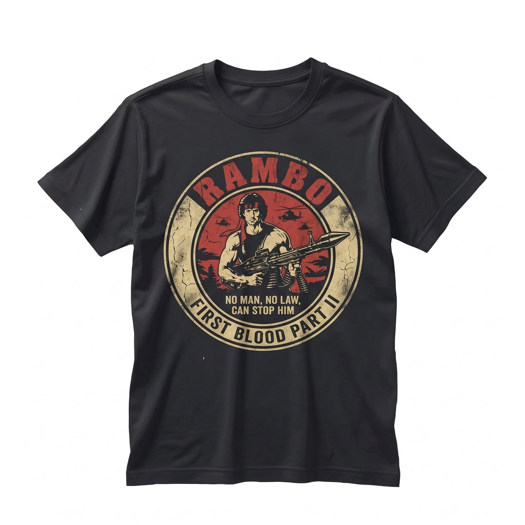 Vintage 1980s Action Movie Vietnam Veteran Commando Graphic Unisex TShirt