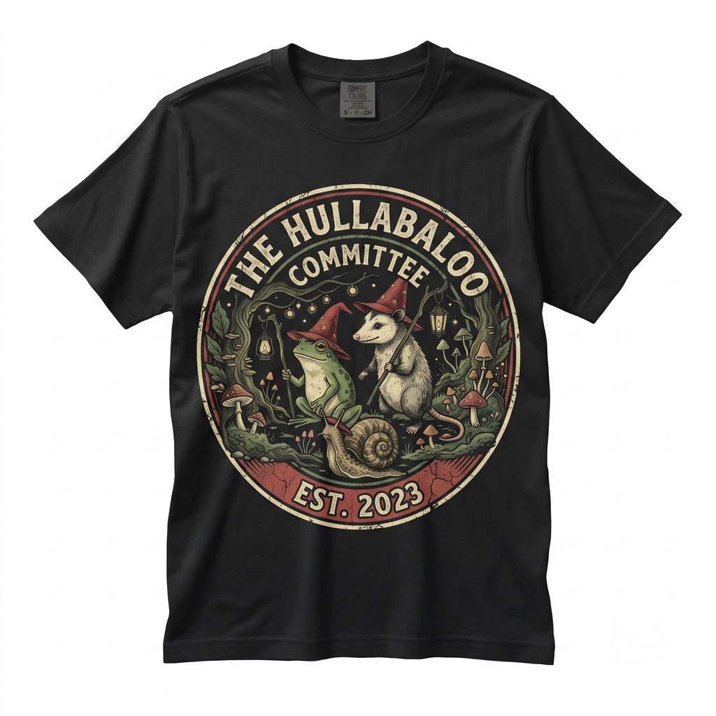 The Hullabaloo Committee Funny Frog Opossum Snail Meme Weird Animal Humor Gift For Her Unisex TShirt