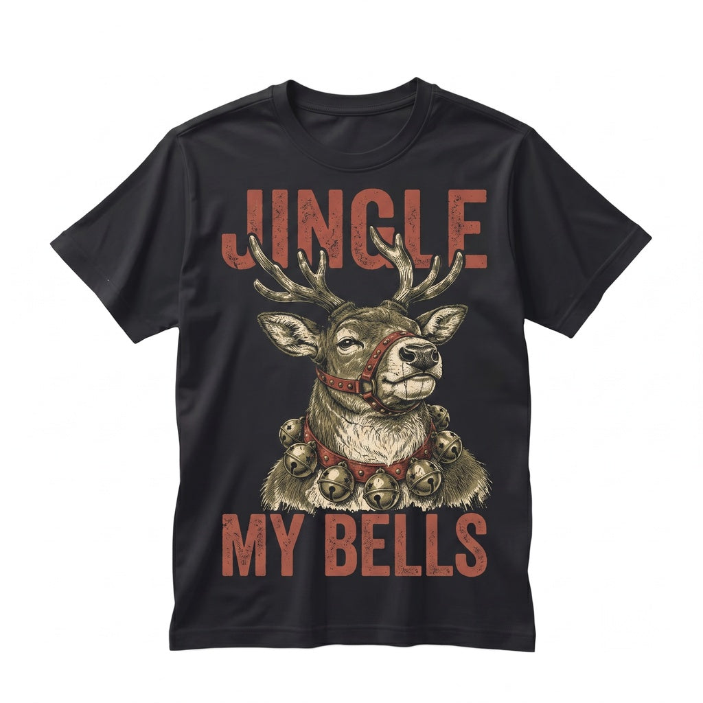 Funny Jingle My Bells Reindeer Holiday Graphic Retro Humor Christmas Gift Unisex TShirt
