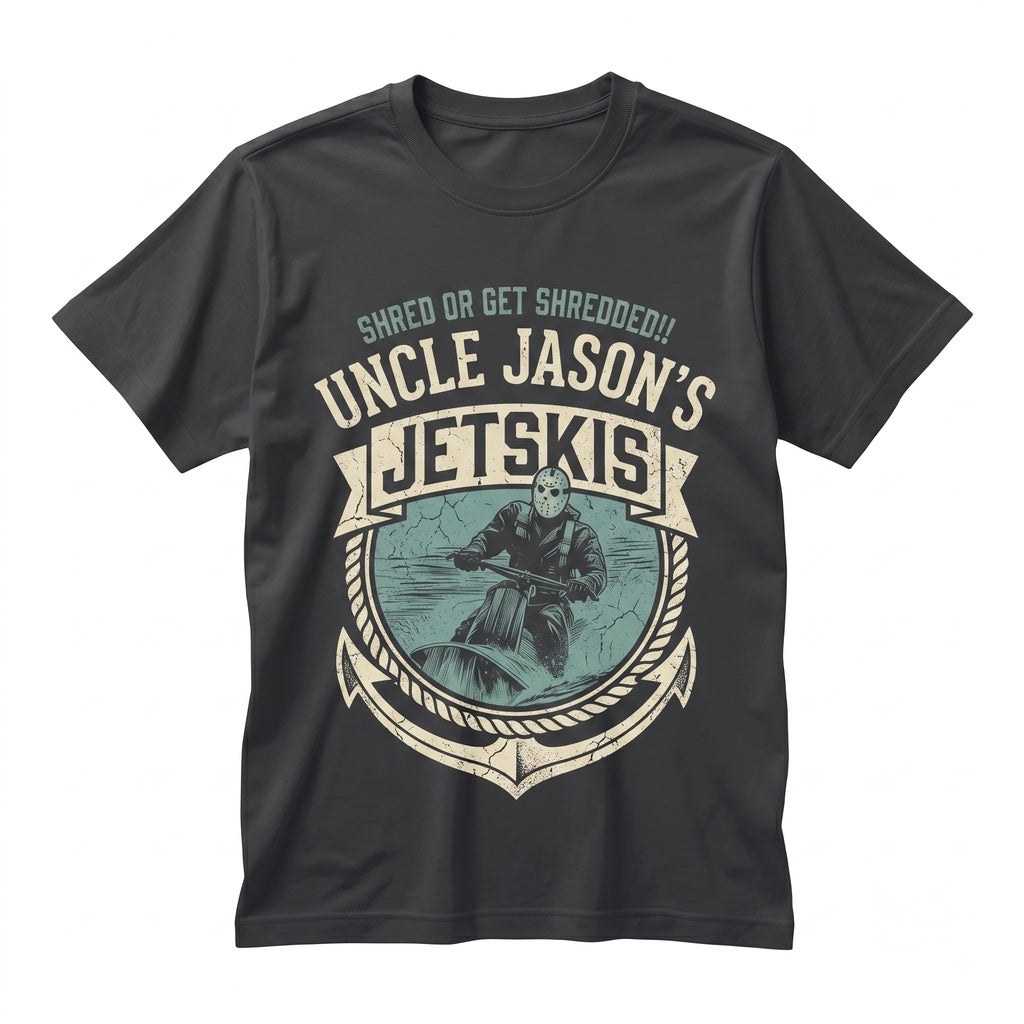 Funny Uncle Jasons Jetskis Vintage 1980s Horror Movie Parody Graphic Retro Slasher Unisex TShirt