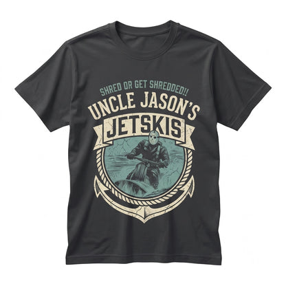 Funny Uncle Jasons Jetskis Vintage 1980s Horror Movie Parody Graphic Retro Slasher Unisex TShirt
