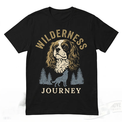 Vintage 90s Retro Cavalier King Charles Spaniel Howling Full Moon Silly Dog Graphic Unisex TShirt