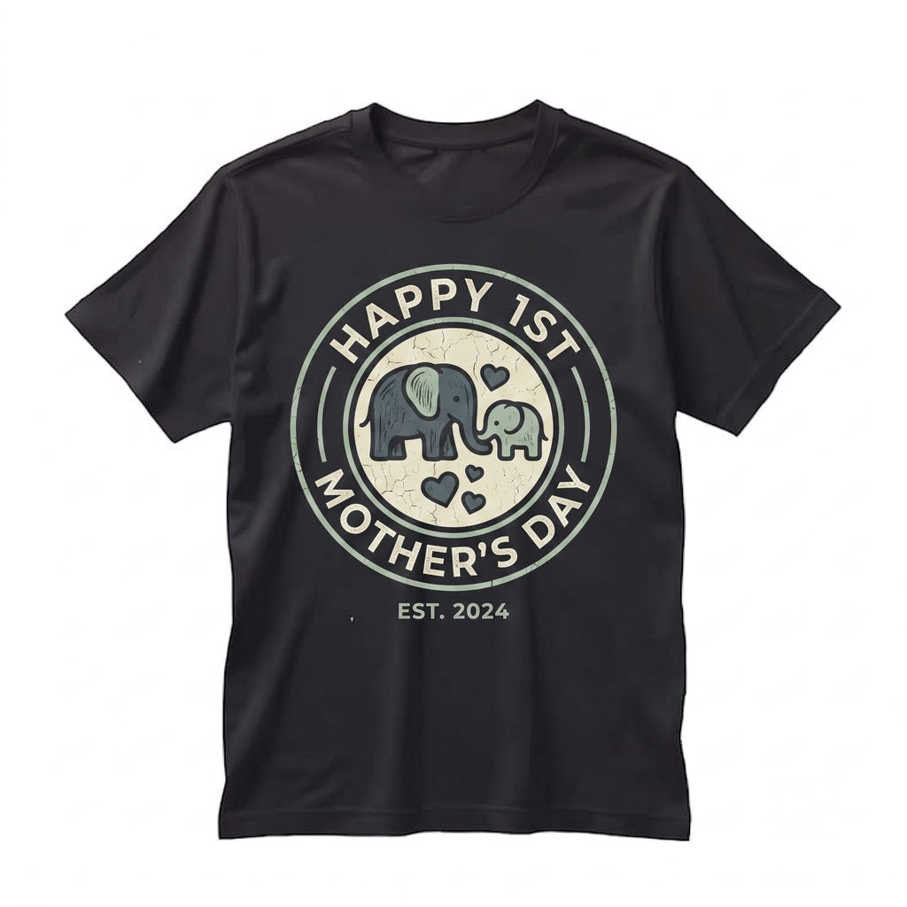First Mothers Day Elephant Personalized New Mom Gift Unisex TShirt
