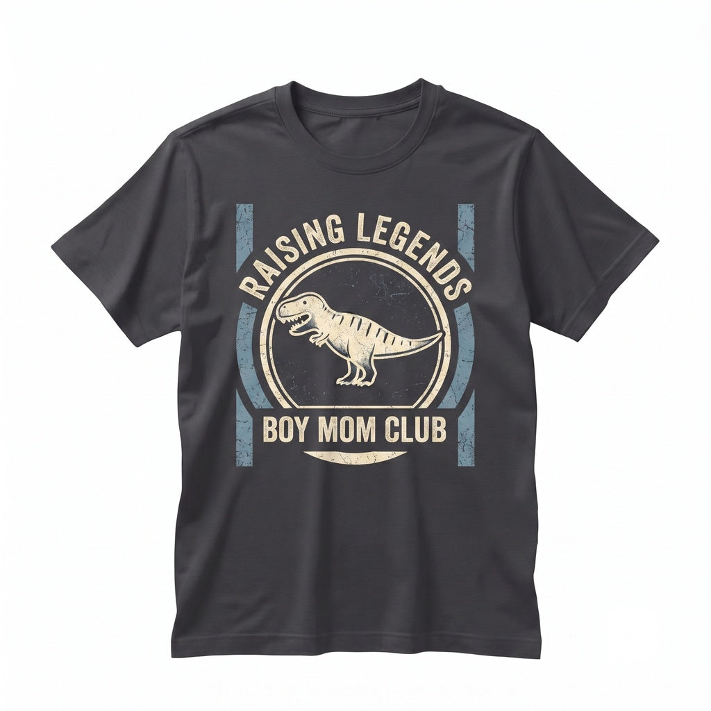 Boy Mom Club Raising Legends Retro Striped Dinosaur Mama Gift Unisex TShirt