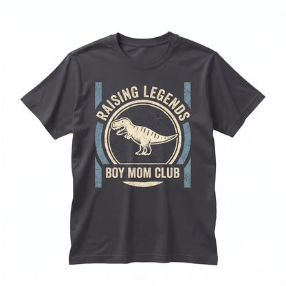 Boy Mom Club Raising Legends Retro Striped Dinosaur Mama Gift Unisex TShirt