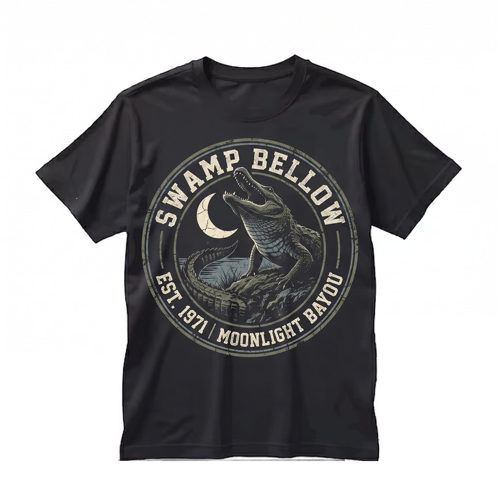 Alligator Howling at the Moon 90s Retro Everglades Crocodile Dark Animal Graphic Florida Gift Unisex TShirt