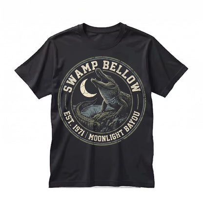 Alligator Howling at the Moon 90s Retro Everglades Crocodile Dark Animal Graphic Florida Gift Unisex TShirt