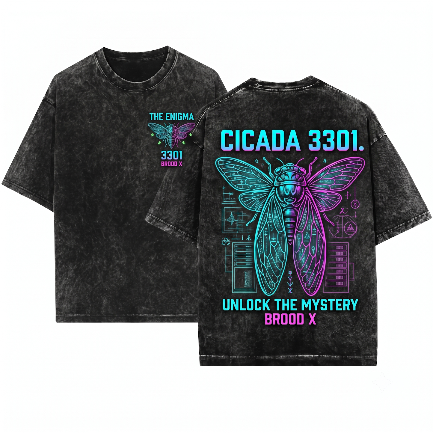 Cicada 3301 Everywhere Moth Graphic Tee Cryptography Mystery Hacker Apparel Internet Puzzle Society Art Unisex Heavyweight Garment-Dyed T-Shirt