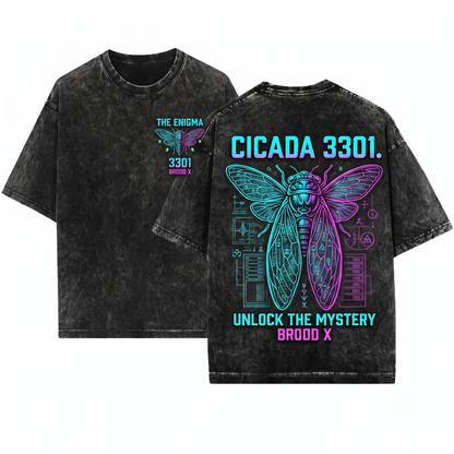Cicada 3301 Everywhere Moth Graphic Tee Cryptography Mystery Hacker Apparel Internet Puzzle Society Art Unisex Heavyweight Garment-Dyed T-Shirt