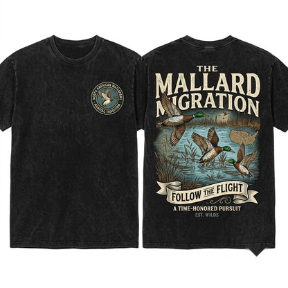 Retro 90s Vintage Mallard Duck Nature Wildlife Rustic Cabin Boho Crewneck Cozy Season Unisex Wash T-Shirt