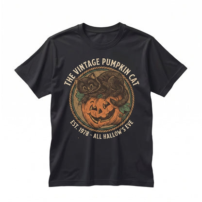 Vintage 90s Retro Halloween Spooky Season Black Cat Pumpkin Crewneck Fall Graphic Unisex TShirt