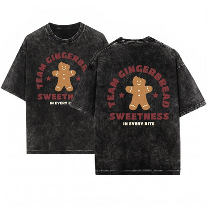 Festive Christmas Gingerbread Baker Holiday Cookie Graphic Apparel Unisex Wash T-Shirt