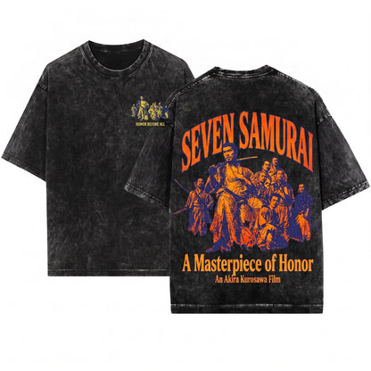 Vintage 1954 Seven Samurai Japanese Movie Graphic Unisex Wash T-Shirt