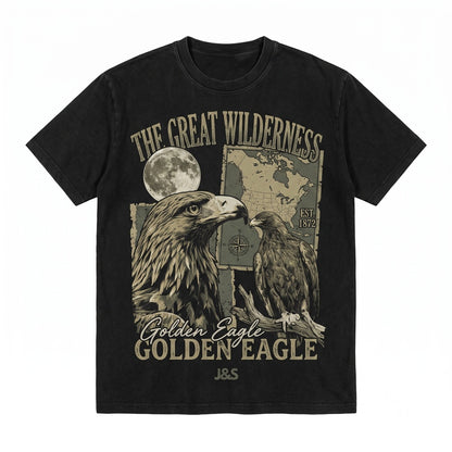 Three Golden Eagle Retro Graphic Vintage Moon Lovers Funny Oversized Washed Silly Gift Unisex TShirt