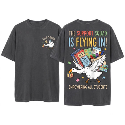 Support Is On The Way Silly Goose Special Education Teacher IEP Tools SPED Funny Unisex Wash T-Shirt