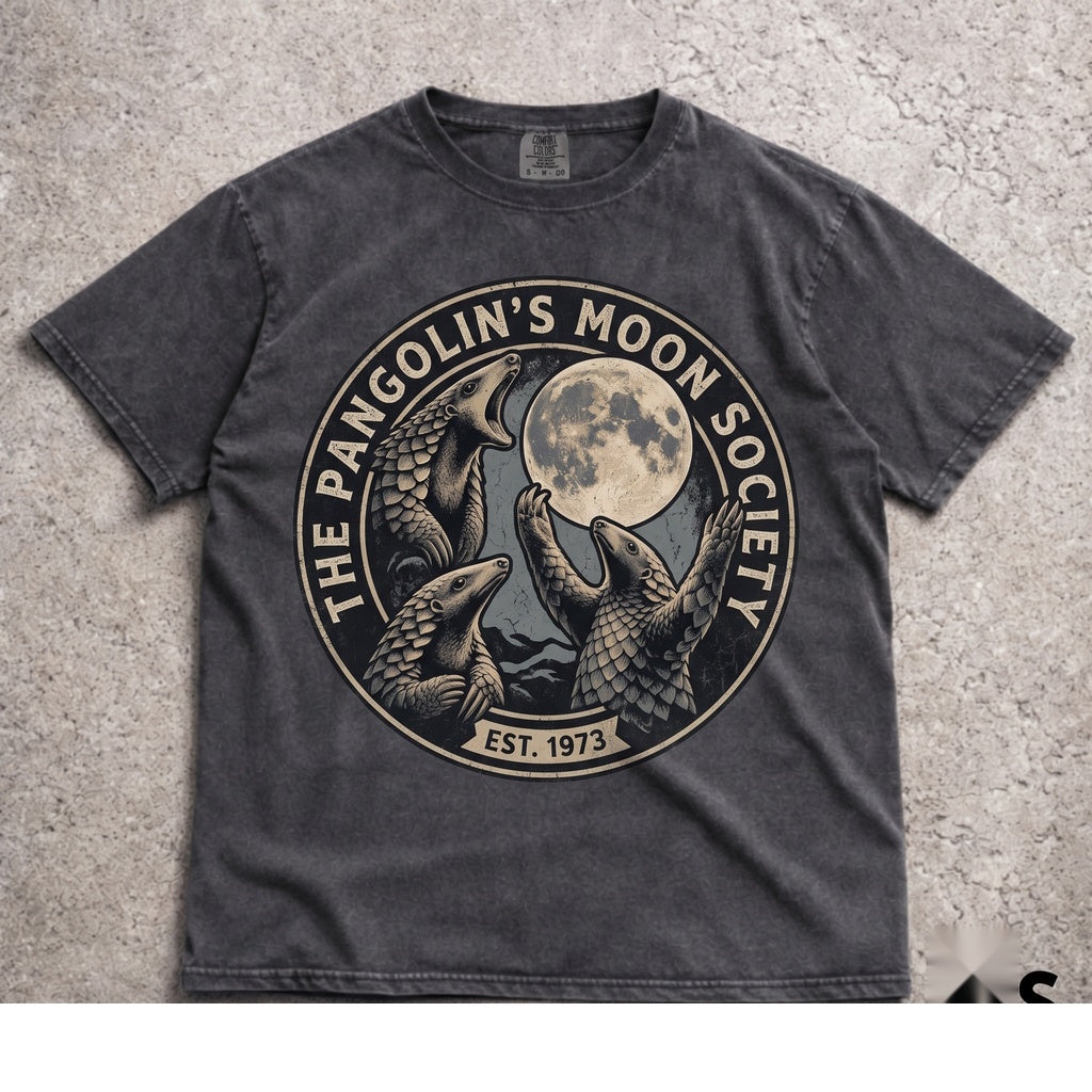 Funny Three Pangolin Moon Graphic Vintage Cute Armadillo Scale Animal Lover Apparel Unisex TShirt