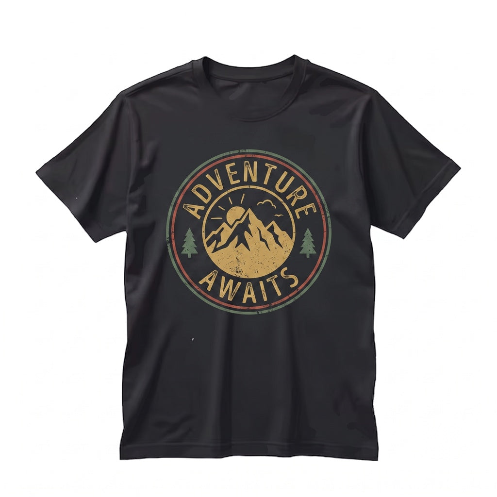 Adventure Awaits Mountains Nature Lover Hiking Camper Family Trip Vacation Graphic Unisex TShirt