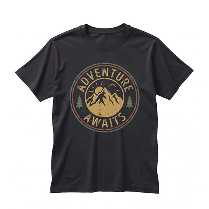 Adventure Awaits Mountains Nature Lover Hiking Camper Family Trip Vacation Graphic Unisex TShirt