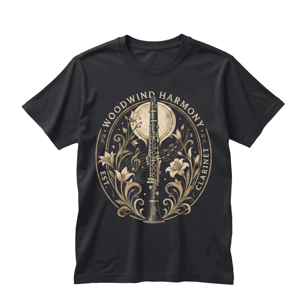 Elegant Art Nouveau Clarinet Vintage Music Lover Gift for Clarinetist Orchestra Musician Band Classical Instrument Unisex TShirt
