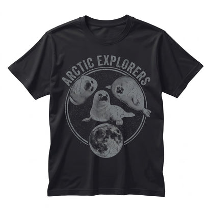 Three Seal Moon Funny 90s Vintage Aesthetic Retro Wildlife Parody Ironic Graphic Gift Unisex TShirt