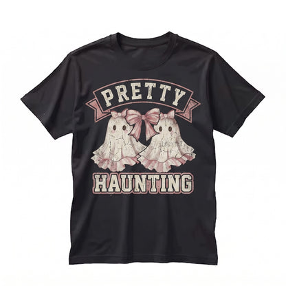 Pink Coquette Ghost Bows Ribbons Cute Girly Spooky Halloween Unisex TShirt