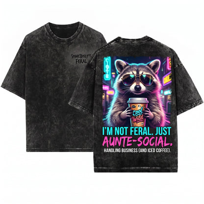 Somebodys Feral Aunt Raccoon Iced Coffee Funny Gift Apparel Unisex Wash T-Shirt