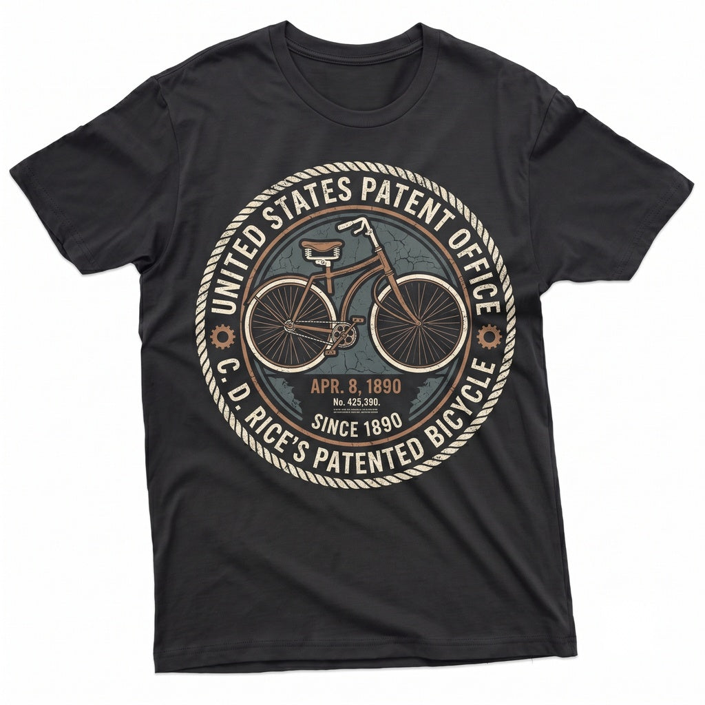 Vintage Bicycle Patent Blueprint Bike History Cycling Biker Gift Ideas Unisex TShirt