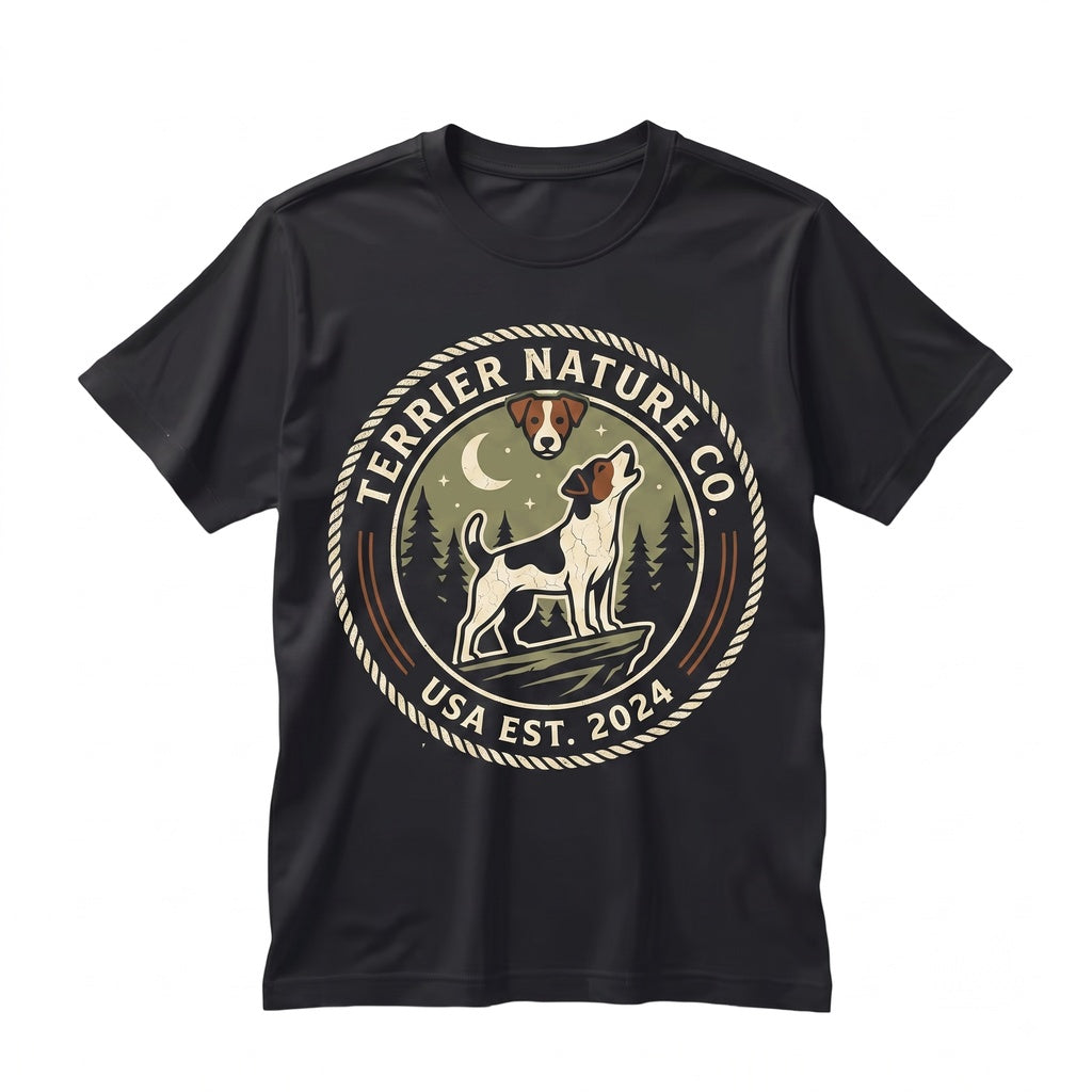 Vintage 90s Jack Russell Terrier Howling at Full Moon Graphic Retro Dog Lover Funny Pet Gift Unisex TShirt